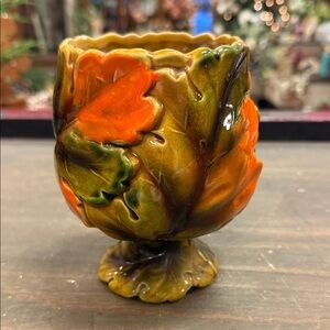 Vintage Leaf Motif Ceramic Vase